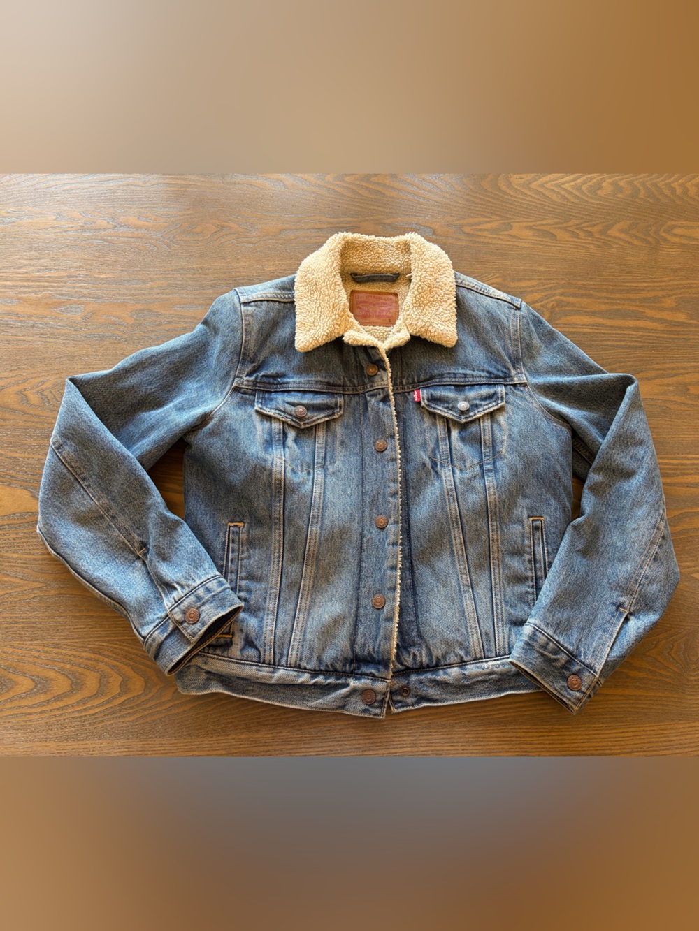 Levi’s Sherpa Lined Trucker Denim Jacket Size Small Blue Jean Jacket